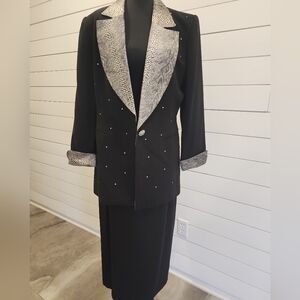 Sophisticated Black and Silver Long Sleeve Dress